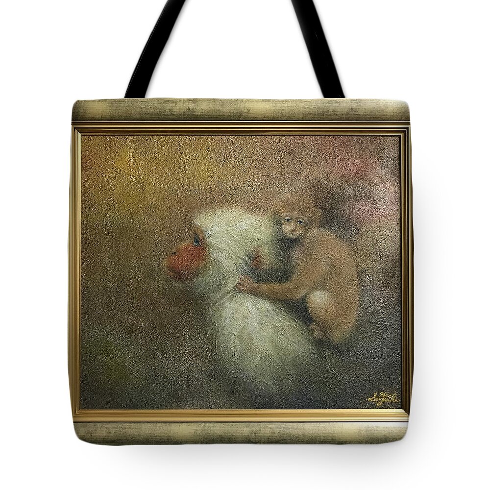Monkey Tote Bag featuring the painting The empty sky by Hiroyuki Suzuki