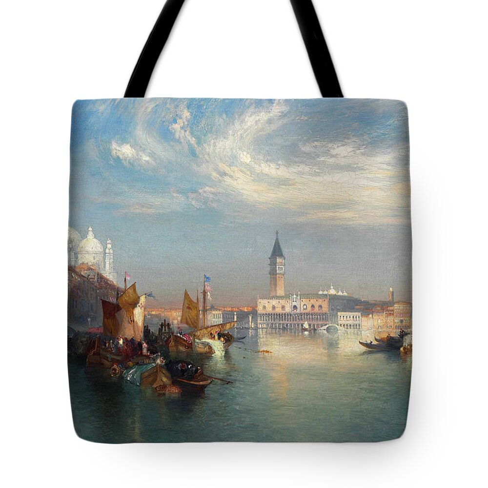 Thomas Moran Tote Bag featuring the painting The Entrance to the Grand Canal 2 by Thomas Moran