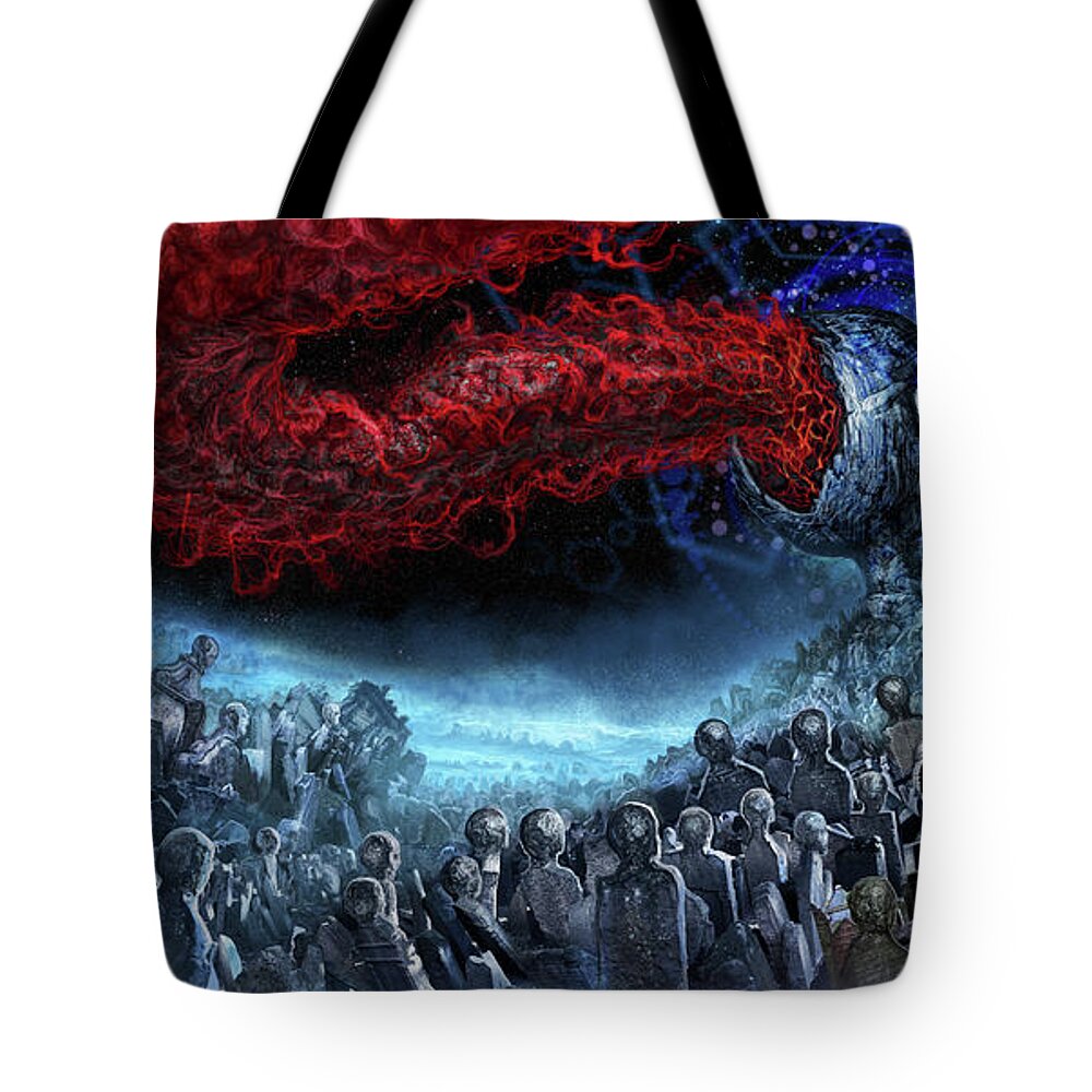 Tony Koehl Tote Bag featuring the digital art The Essence of Time Matches No Flesh by Tony Koehl