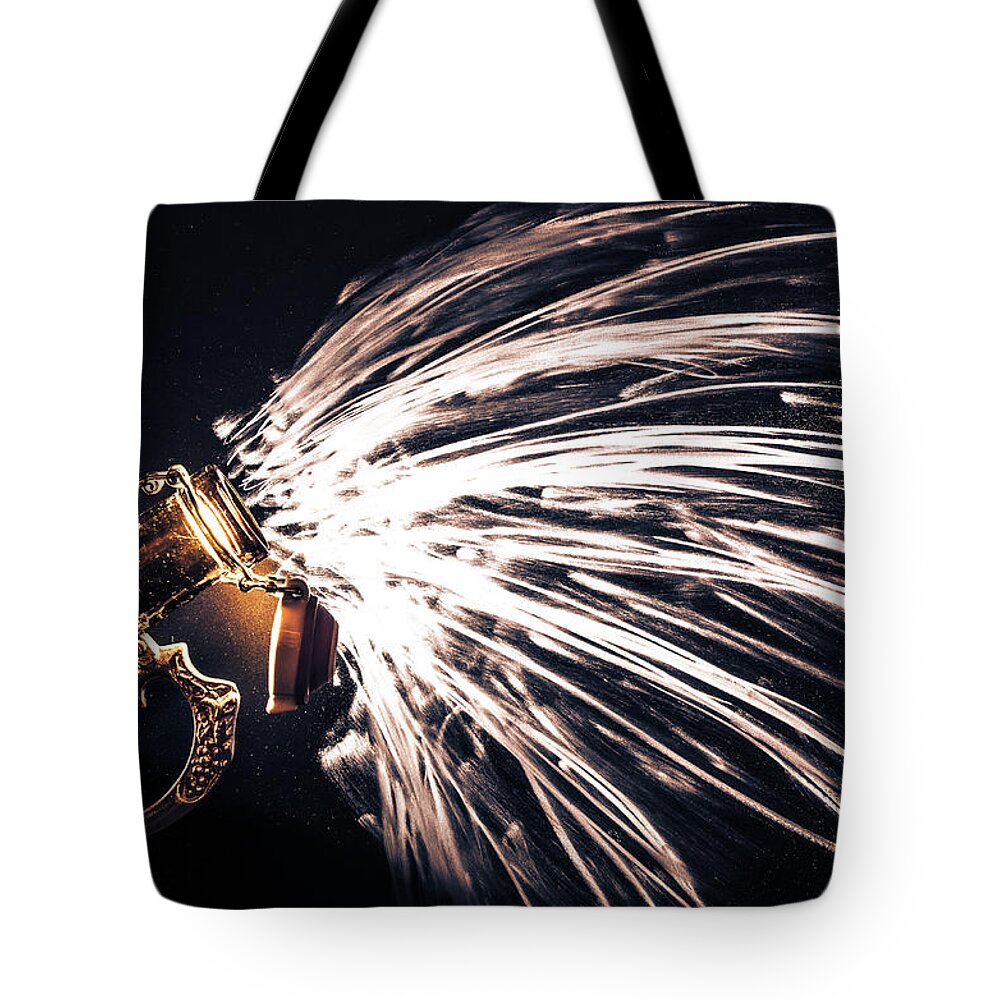 Beer Growler Tote Bag featuring the photograph The Exploding Growler by David Sutton