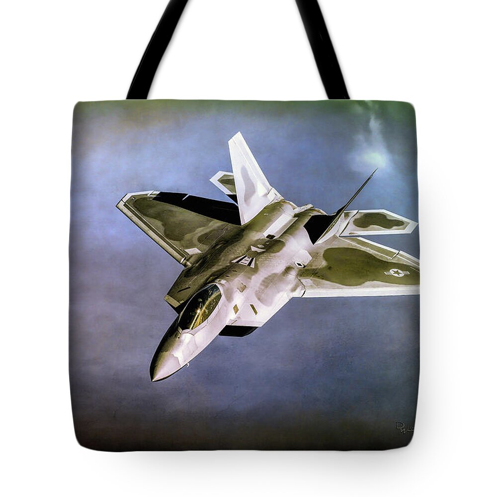 F-22 Tote Bag featuring the digital art The F-22 Raptor by David Luebbert