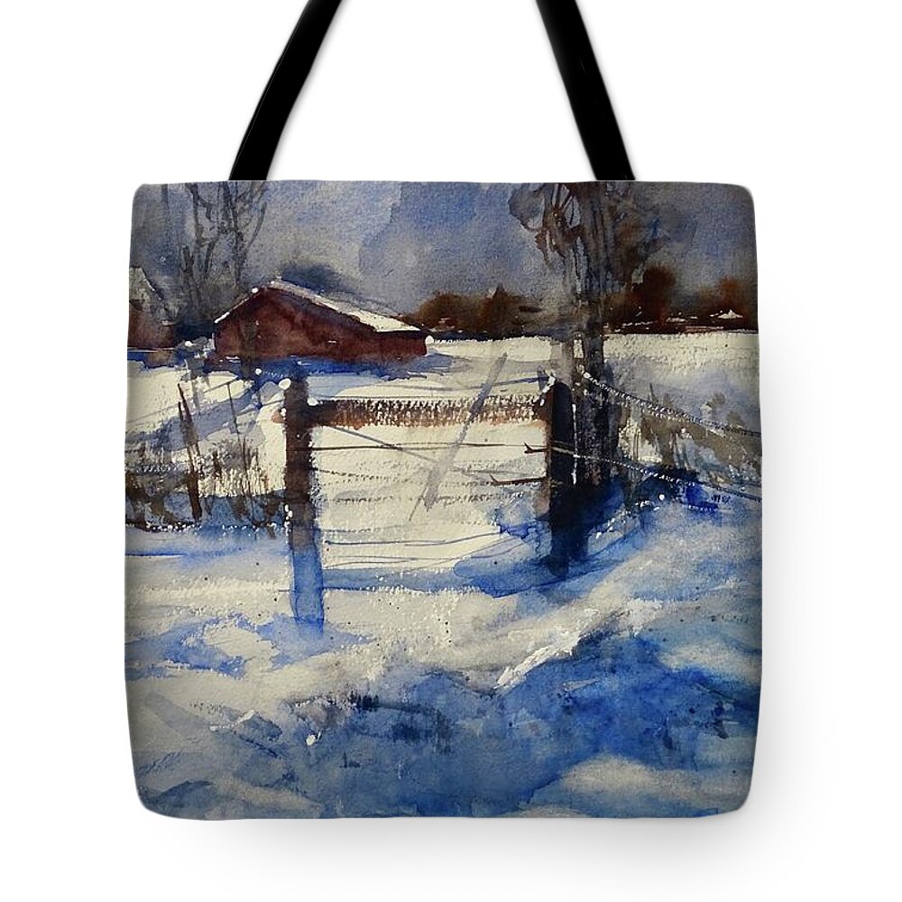 Farm Tote Bag featuring the painting The Farm on Barry by Sandra Strohschein