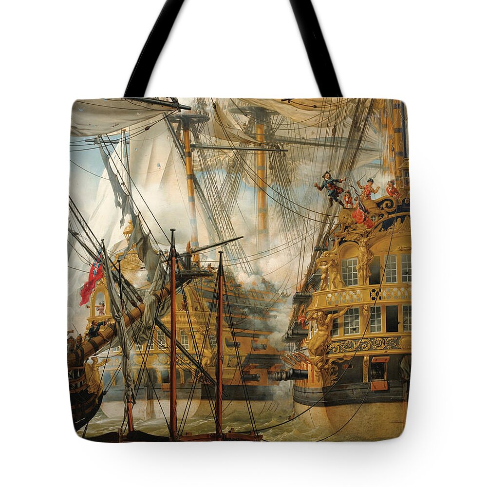 The Fight between the Lys and the Gloire against the Cumberland Tote Bag by  Louis-Philippe Crepin - Pixels