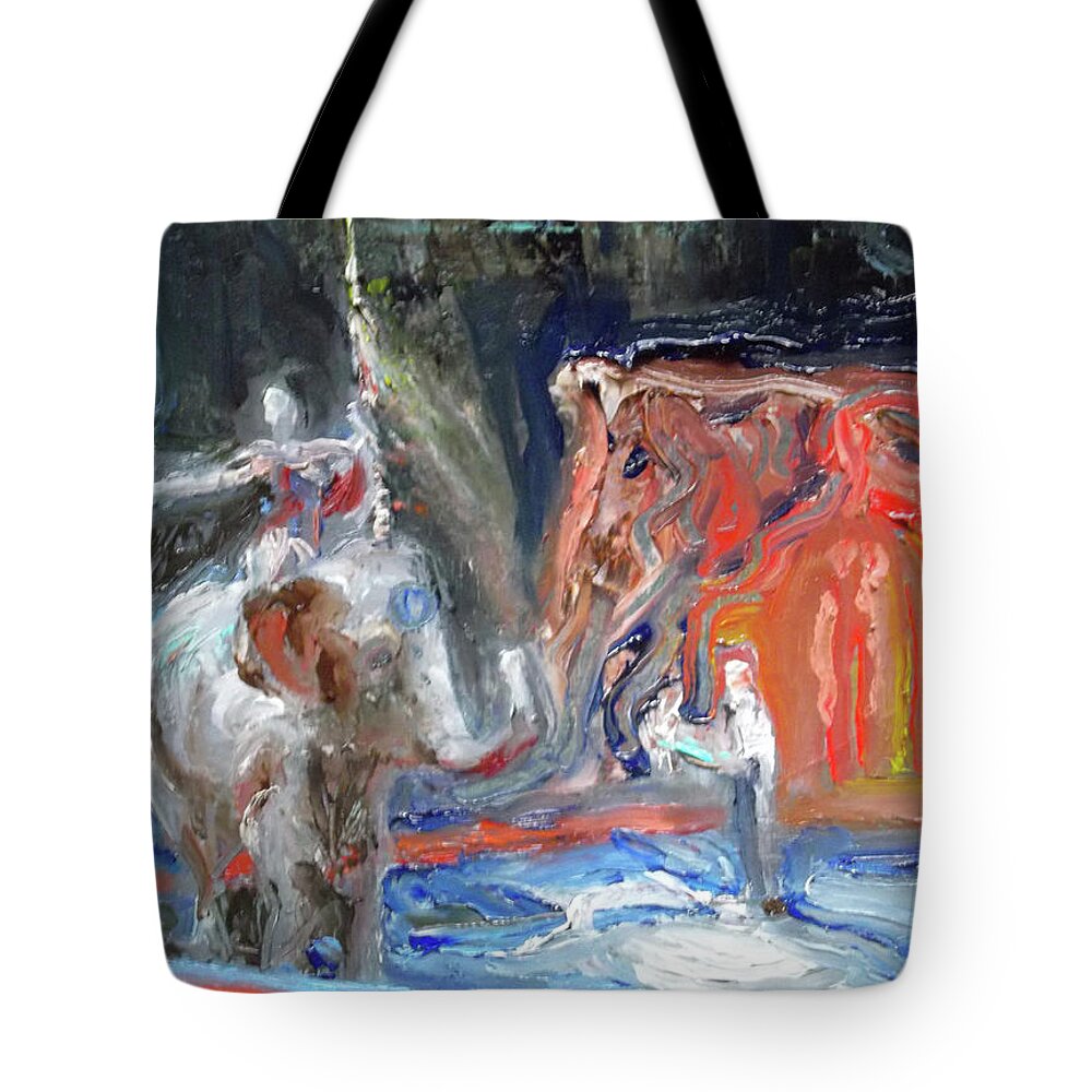 Elephant Tote Bag featuring the painting The Final Curtain by Susan Esbensen