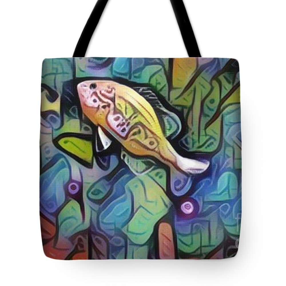 Pink Tote Bag featuring the digital art The fish by Jennifer E Doll