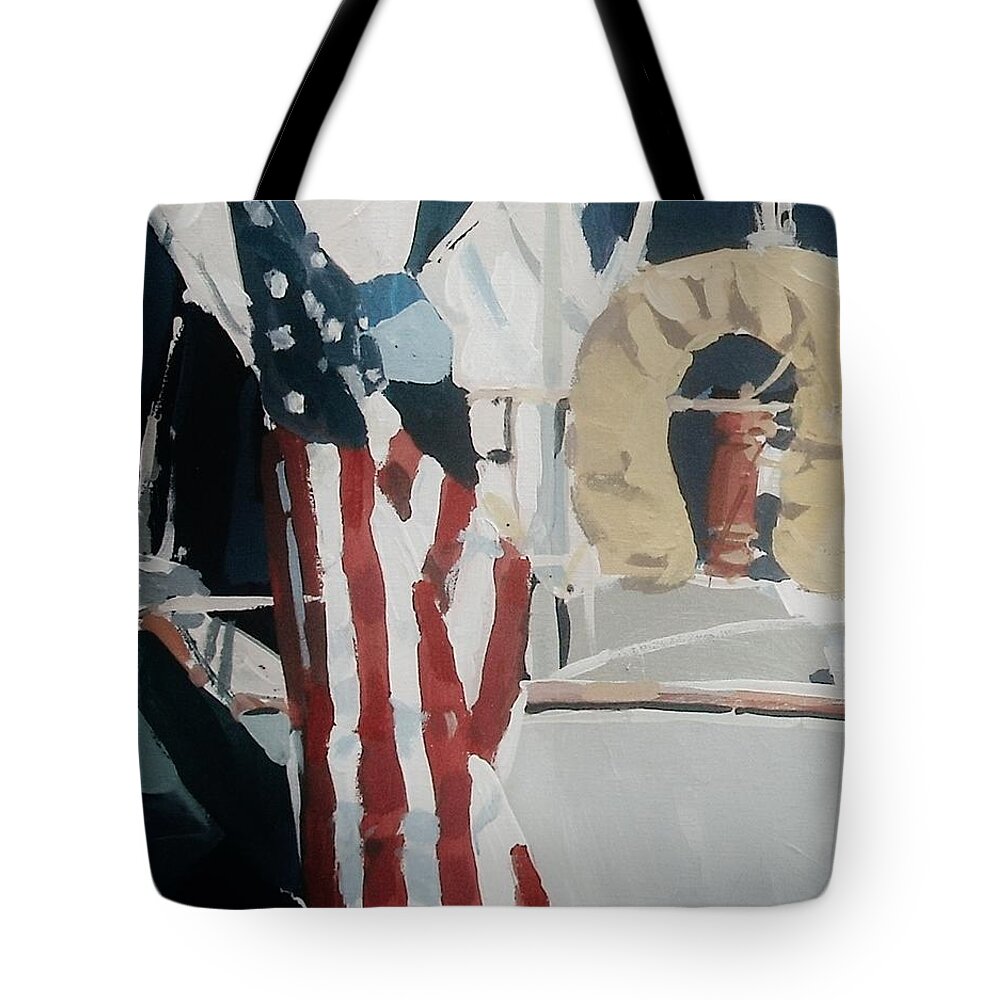 American Flag Tote Bag featuring the painting The Flag by Andrew Drozdowicz