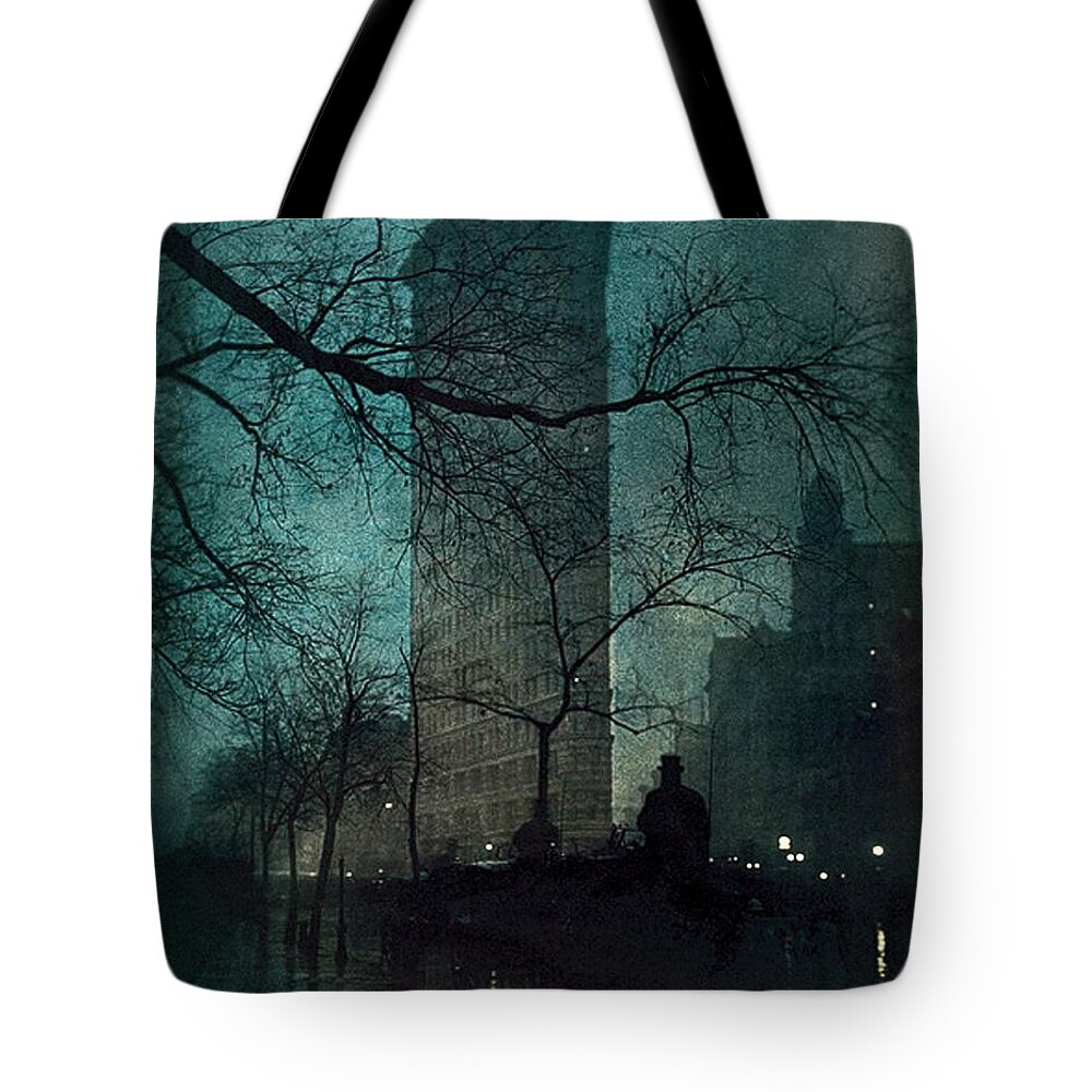 The Flatiron Building Tote Bag featuring the painting The Flatiron Building by Edward Steichen