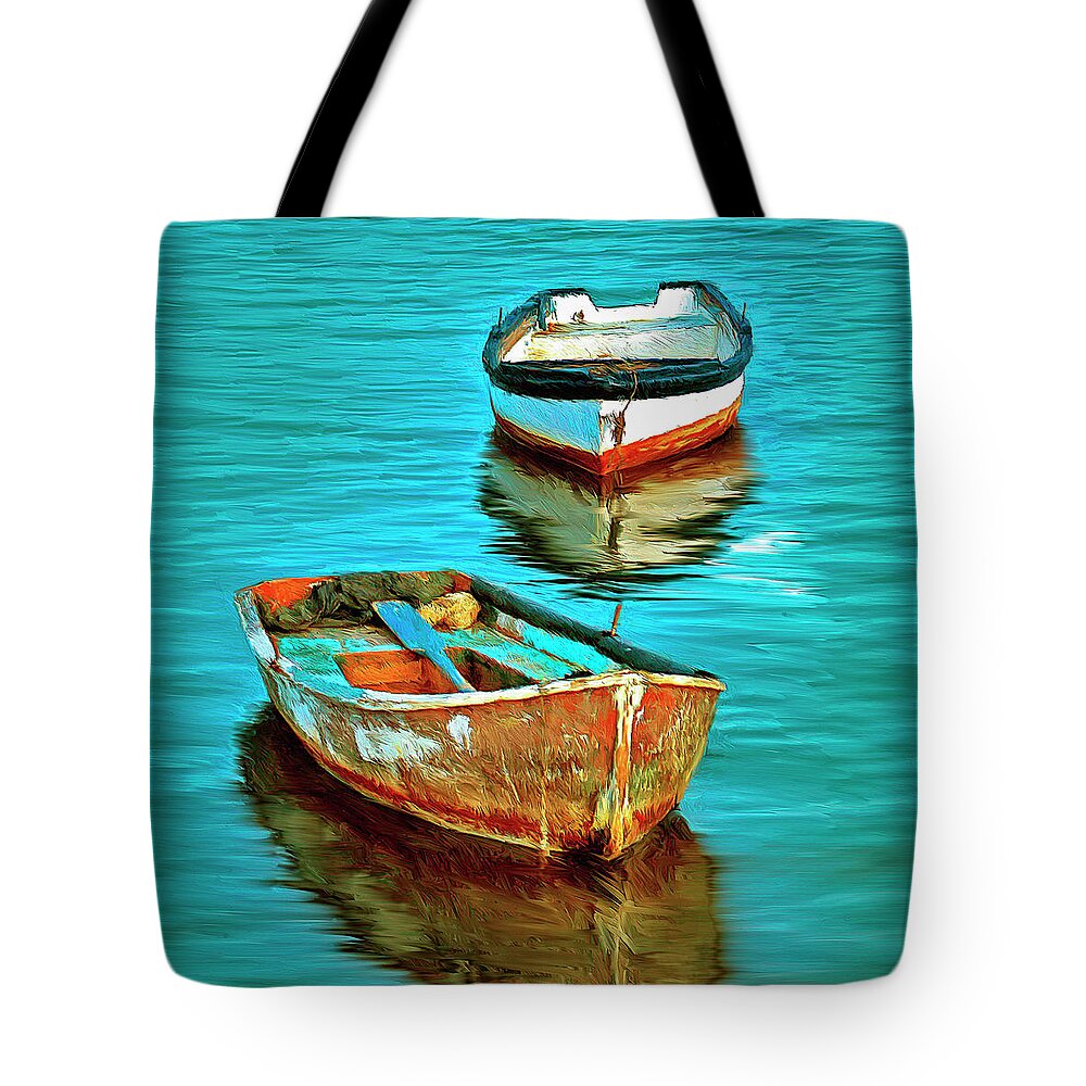 Boats Tote Bag featuring the painting The Fleet by Dominic Piperata