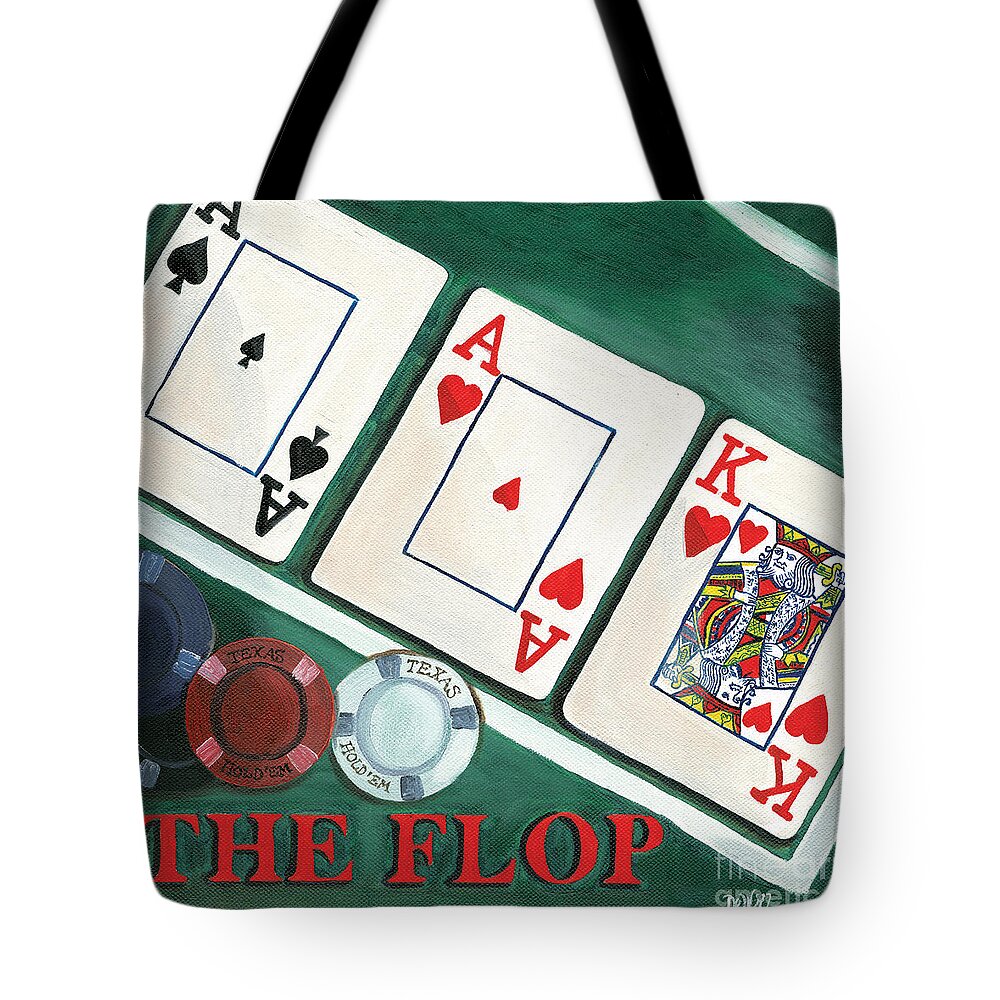 Texas Hold Em Tote Bag featuring the painting The Flop by Debbie DeWitt