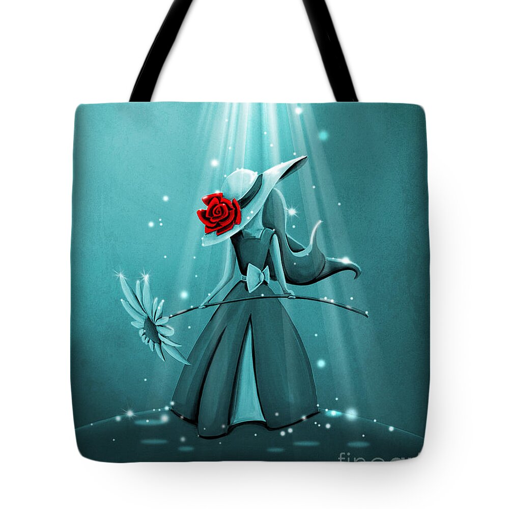 Girl Tote Bag featuring the painting The Flower Girl - Remixed by Cindy Thornton