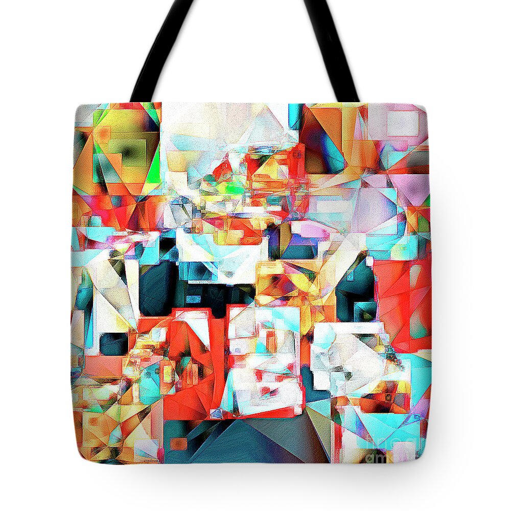 Wingsdomain Tote Bag featuring the photograph The Football Quarterback in Abstract Cubism 20170328c2 square by Wingsdomain Art and Photography