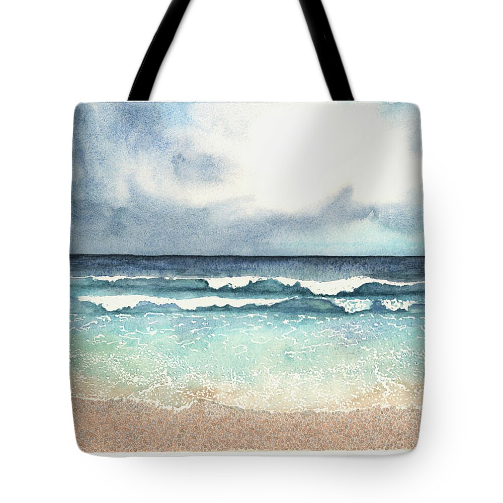 Beach Tote Bag featuring the painting The Forecast for Today by Hilda Wagner