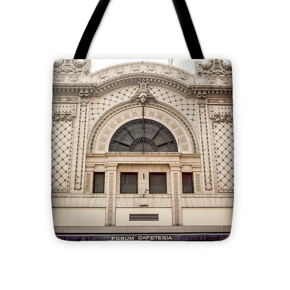 Book Work Tote Bag featuring the photograph The Forum Cafeteria facade by Mike Evangelist