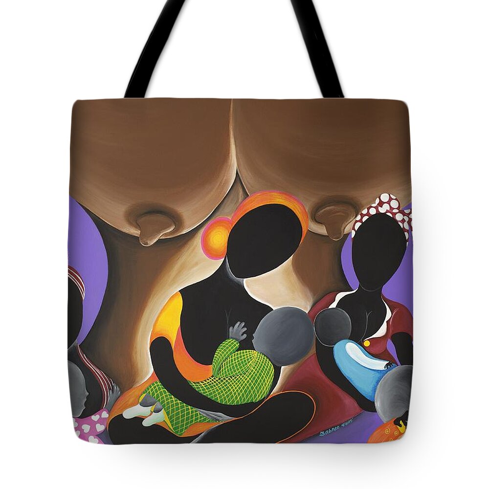 Sabree Tote Bag featuring the painting The Fountain of Life by Patricia Sabreee