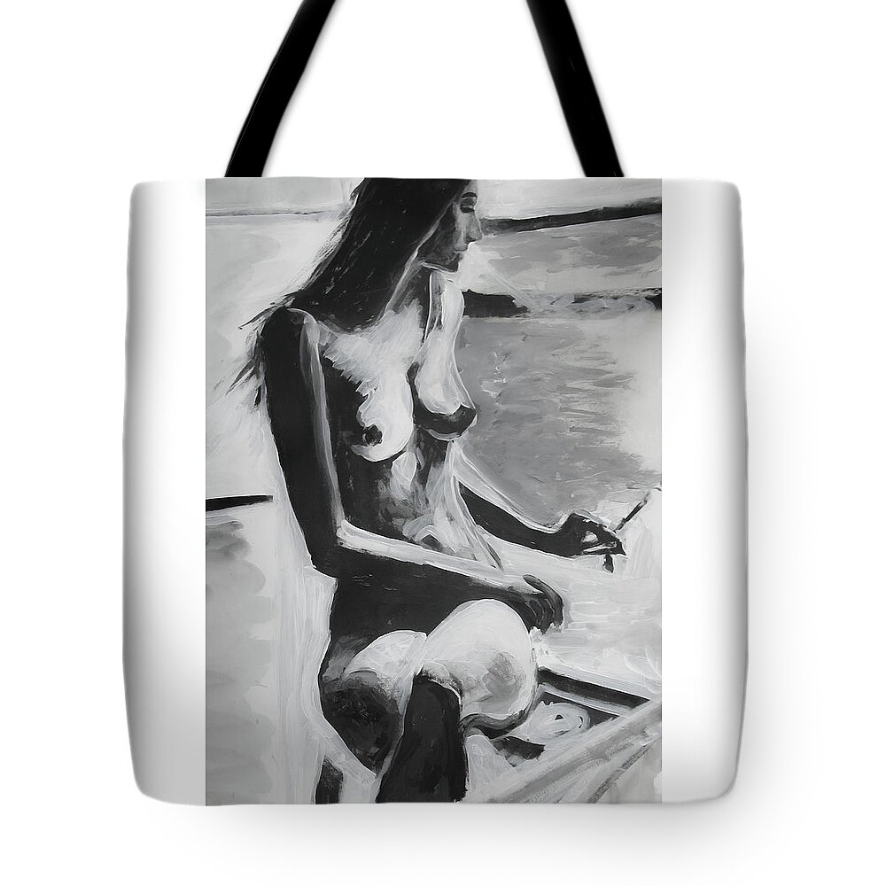 Beautiful Tote Bag featuring the painting The French Balcony by Jarko Aka Lui Grande