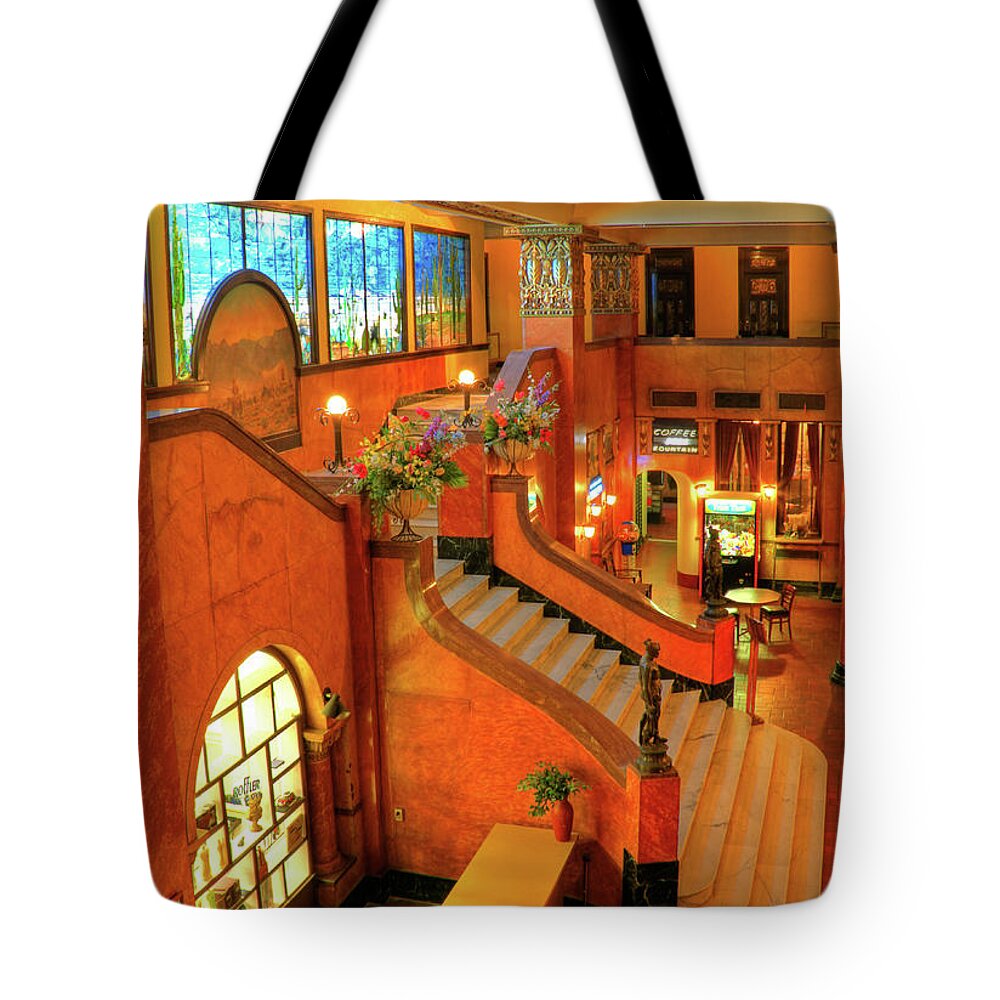 Gadsden Hotel Tote Bag featuring the photograph The Gadsden Hotel in Douglas Arizona by Charlene Mitchell