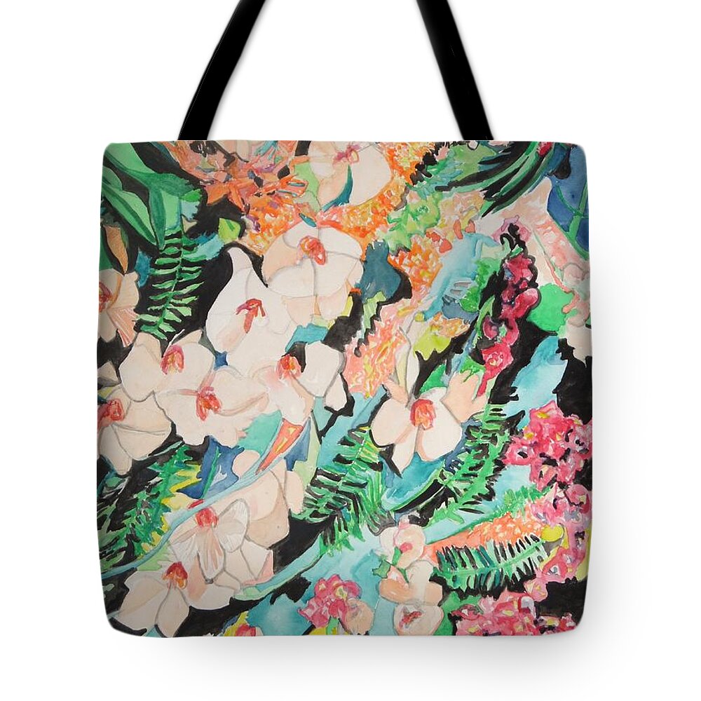 The Gallery Of Orchids 2 Tote Bag featuring the painting The Gallery of Orchids 2 by Esther Newman-Cohen