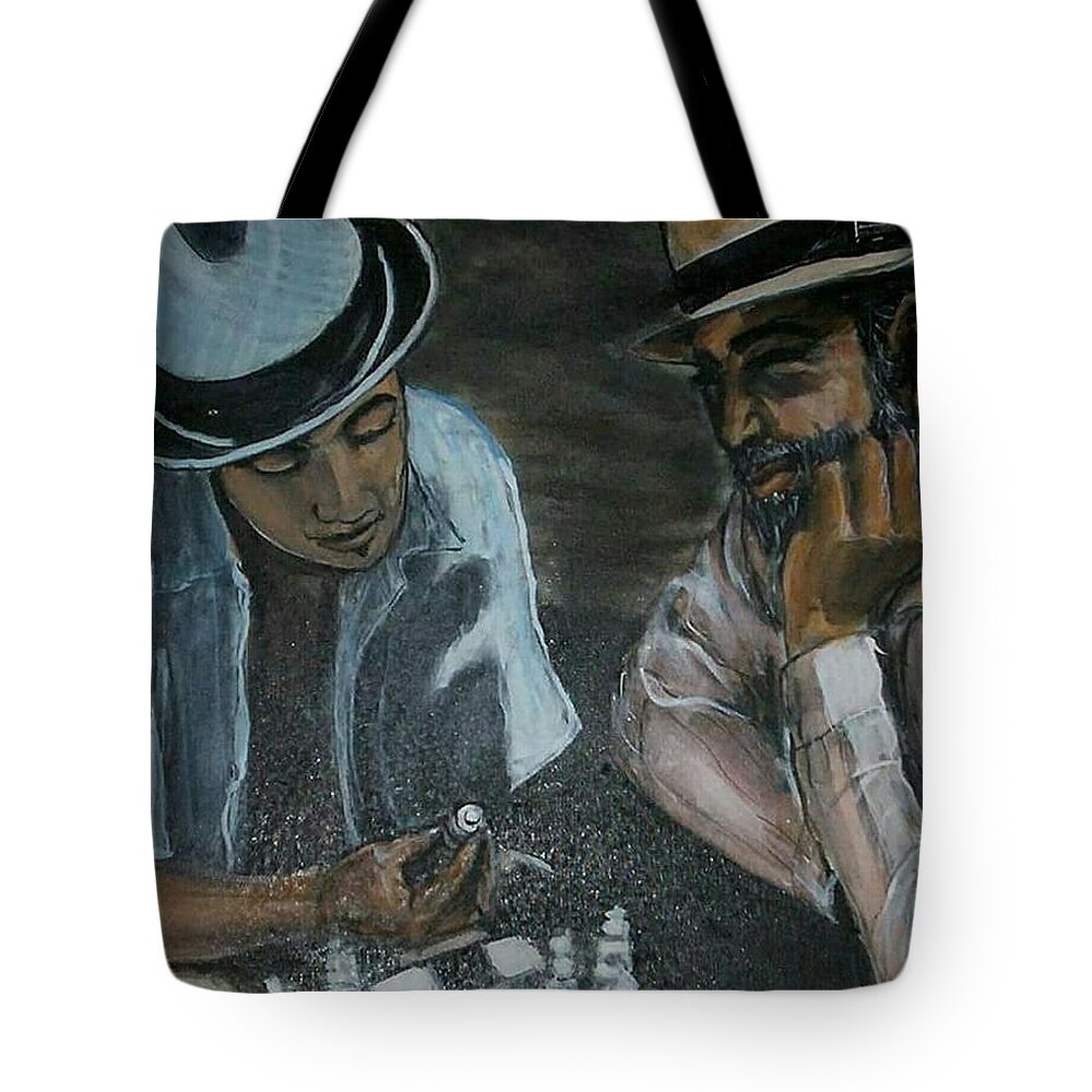 Chess Games Life Tote Bag featuring the painting The game of life Hat series by Tyrone Hart
