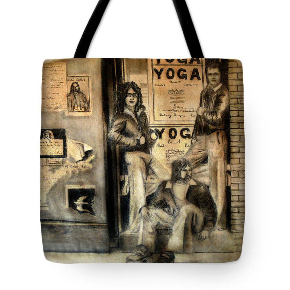 3 Guys Tote Bag featuring the drawing The Gang by Albert Puskaric