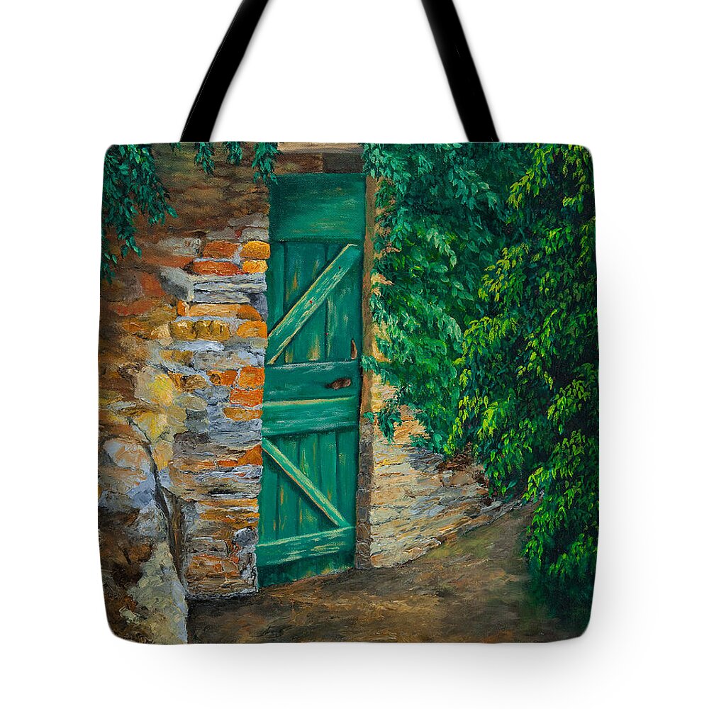 Cinque Terre Italy Art Tote Bag featuring the painting The Garden Gate In Cinque Terre by Charlotte Blanchard