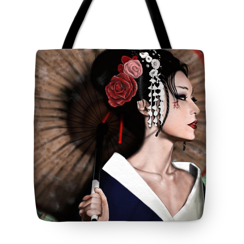  Tote Bag featuring the painting The Geisha by Pete Tapang