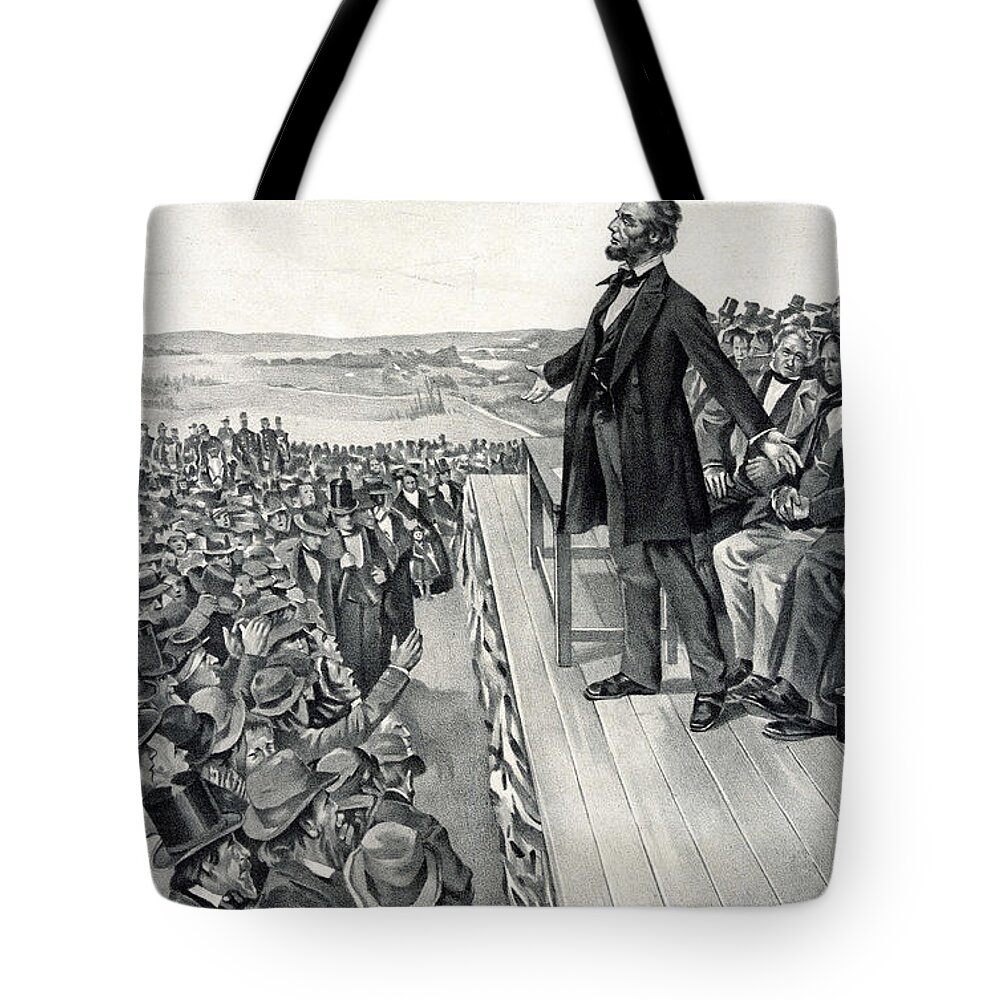 Gettysburg Address Tote Bag featuring the painting The Gettysburg Address by American School