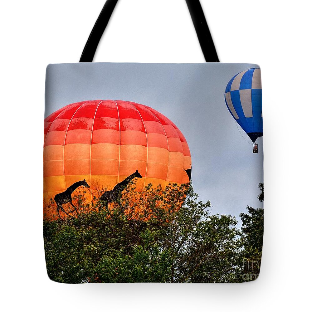 Giraffes Tote Bag featuring the photograph The Giraffes Are Coming by Steve Brown