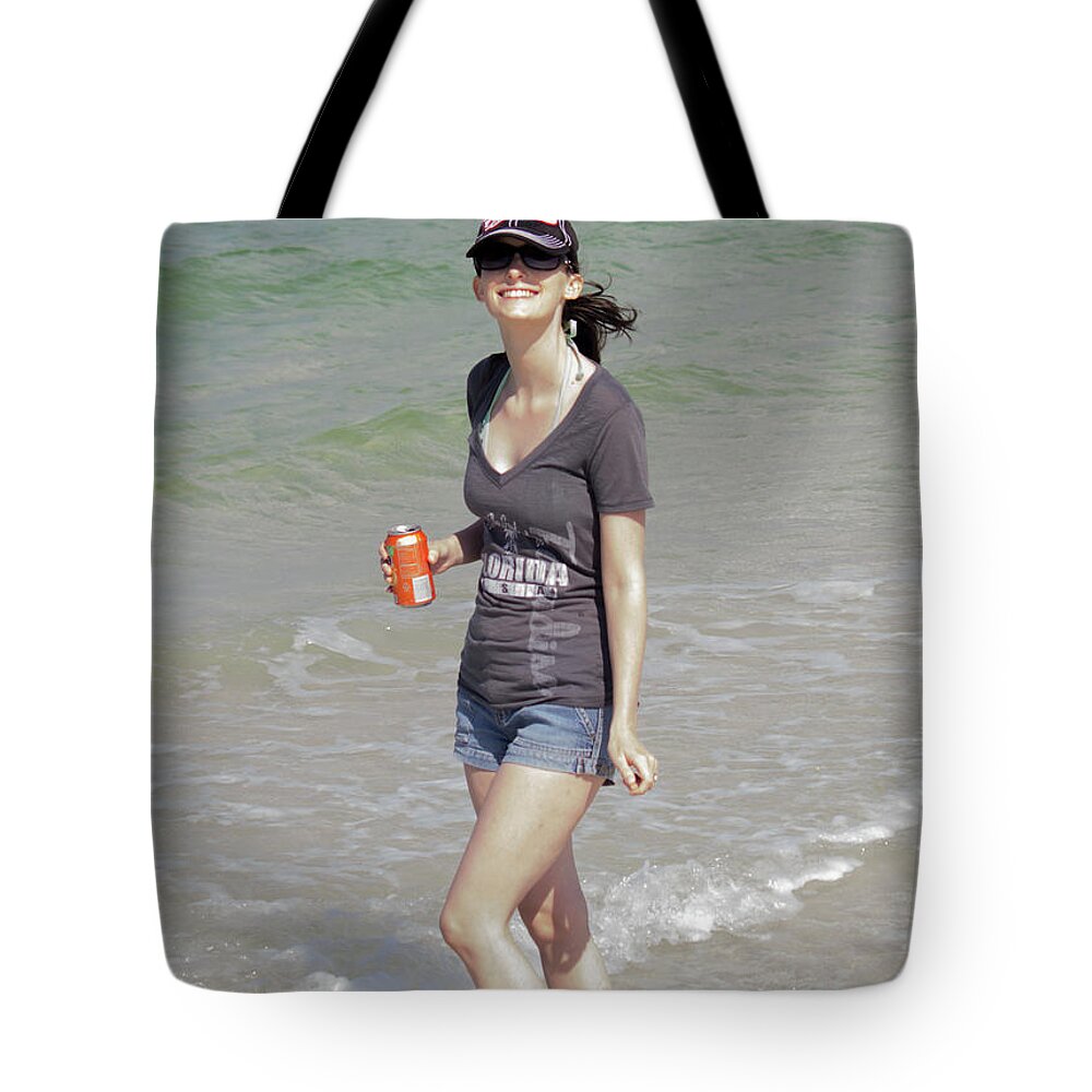 Sea Tote Bag featuring the photograph The Girl in the Sea by Roberta Byram