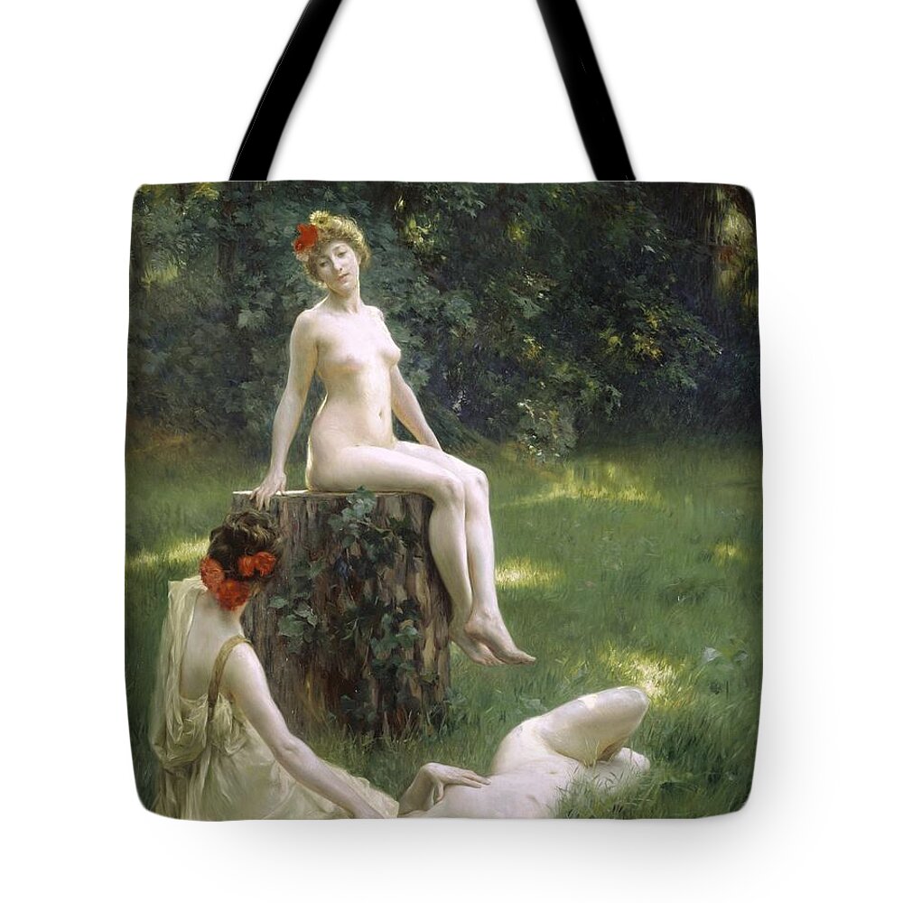Glade Female Tote Bag featuring the painting The Glade by Julius Leblanc Stewart