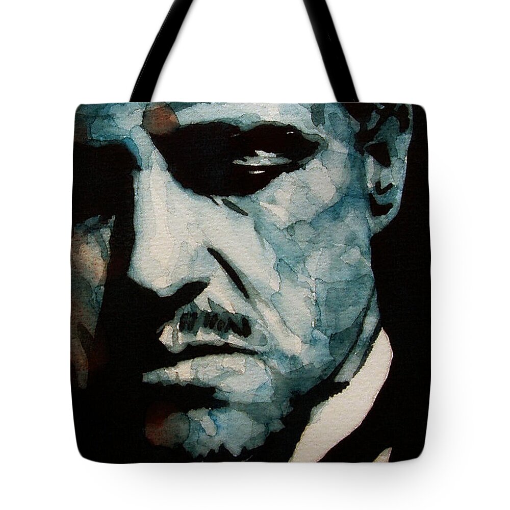 Marlon Brando Tote Bag featuring the painting The Godfather - by Paul Lovering