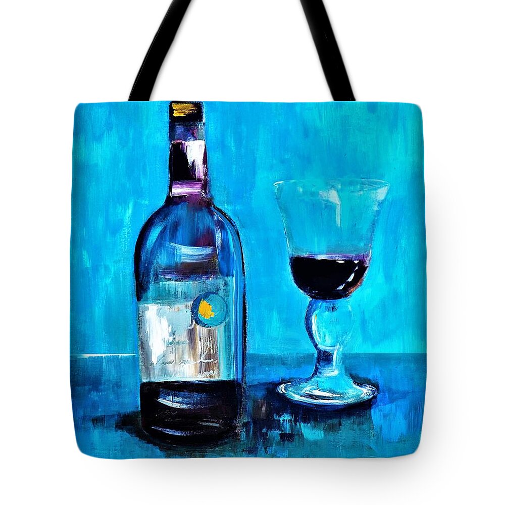 Gold Tote Bag featuring the digital art The Gold Star Wine Painting by Lisa Kaiser