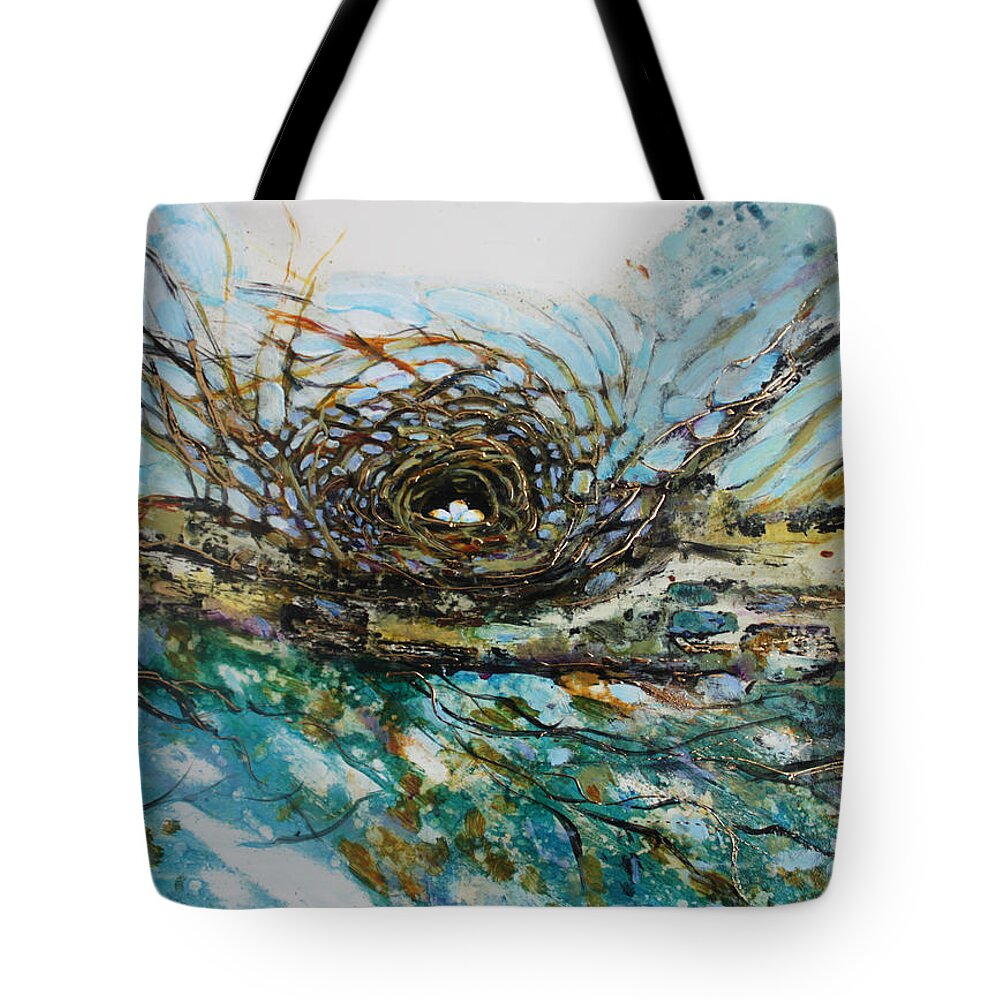 Landscape Tote Bag featuring the painting The Golden Nest by Christiane Kingsley