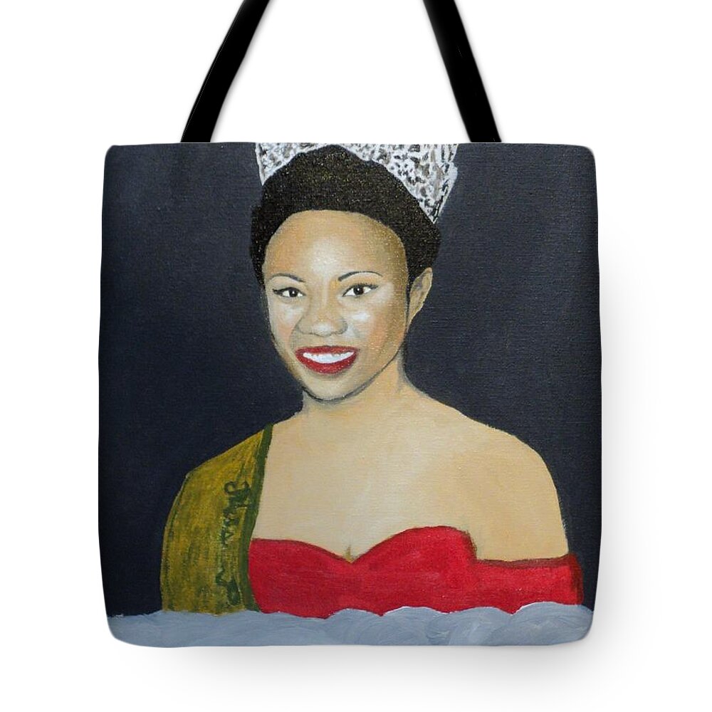 Black Tote Bag featuring the painting The Golden Queen by Angelo Thomas