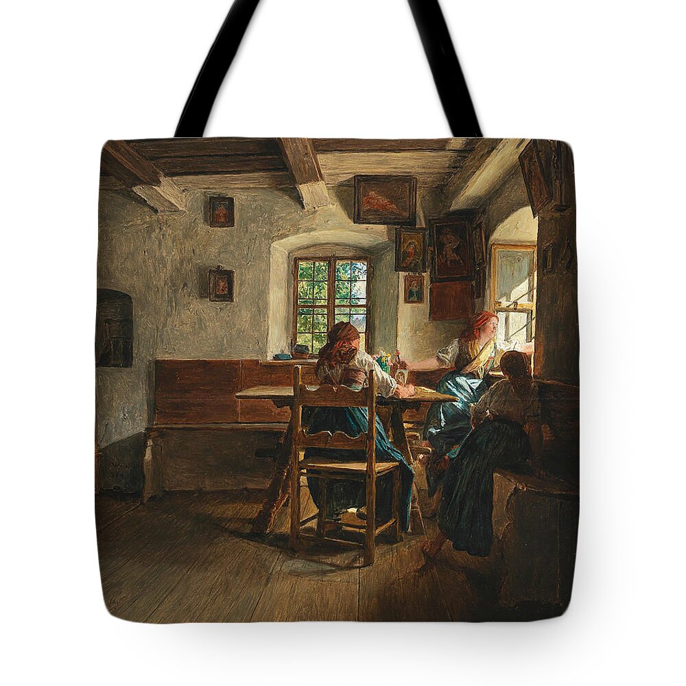 19th Century Art Tote Bag featuring the painting The Goodbye by Ferdinand Georg Waldmuller