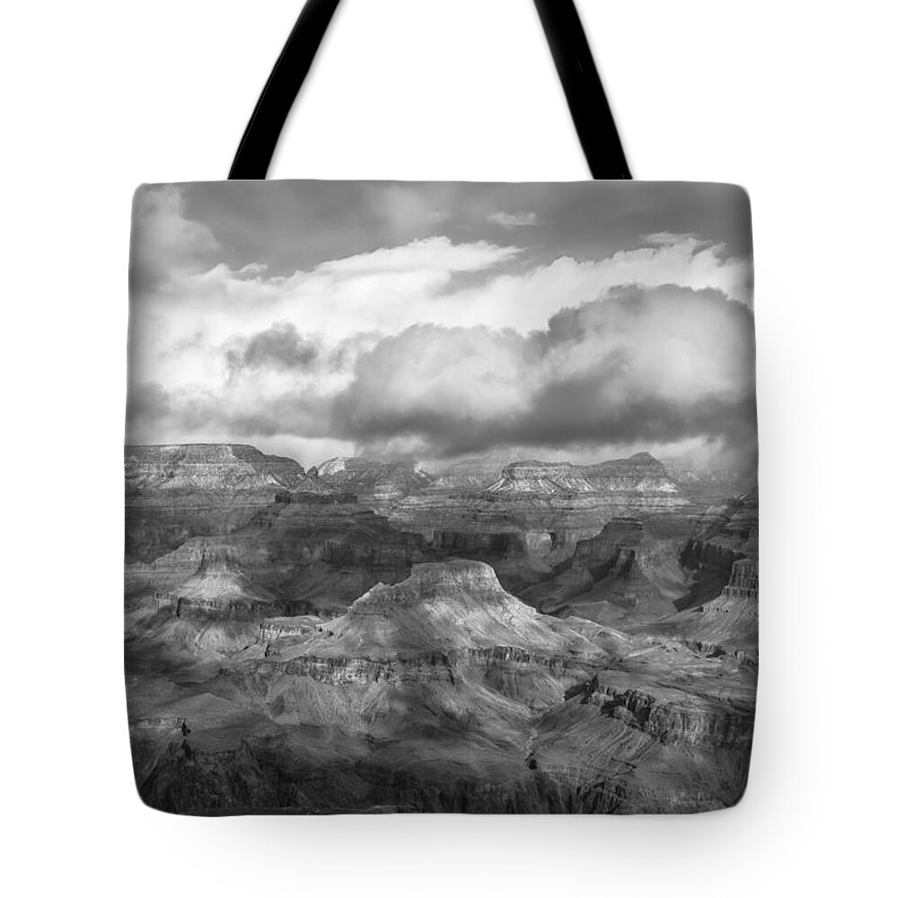 Landscape Tote Bag featuring the photograph The Grand Canyon BW 2 by Jonathan Nguyen