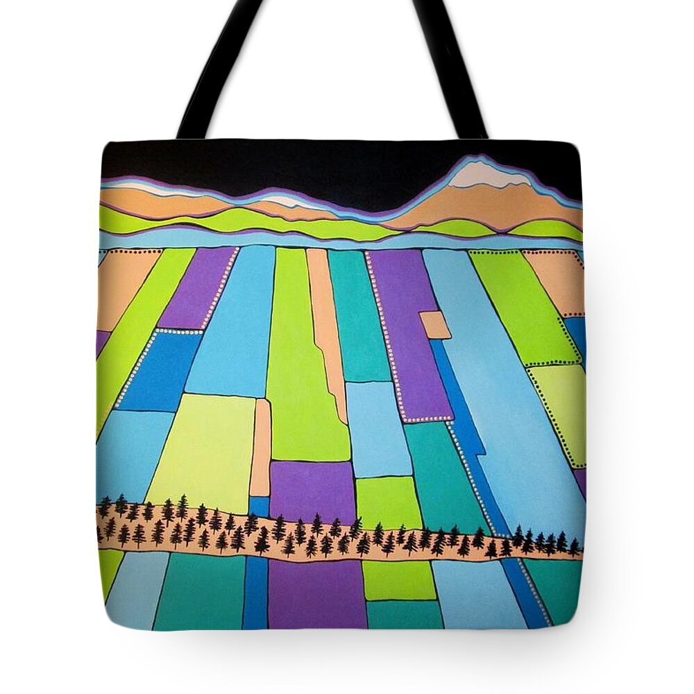 Semi-abstract Tote Bag featuring the painting The Great Divide by Carol Sabo