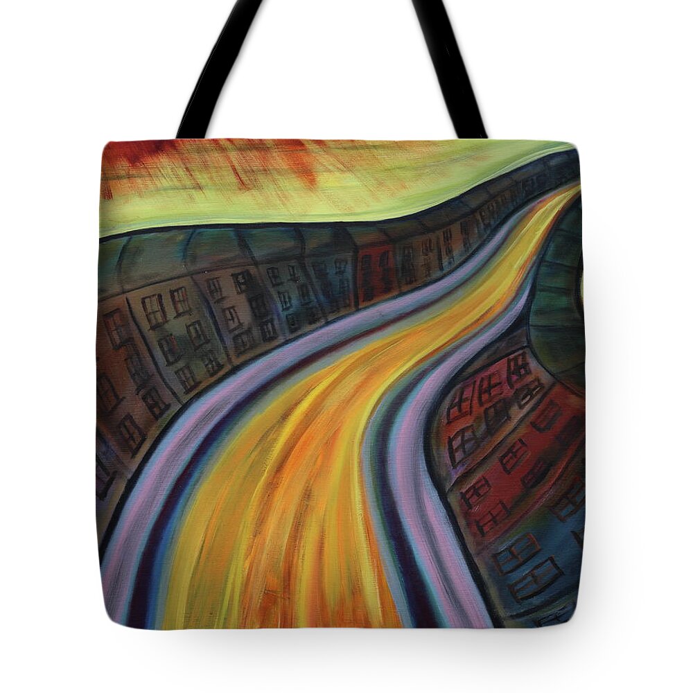 Street Tote Bag featuring the painting The Great Undoing by David King Johnson