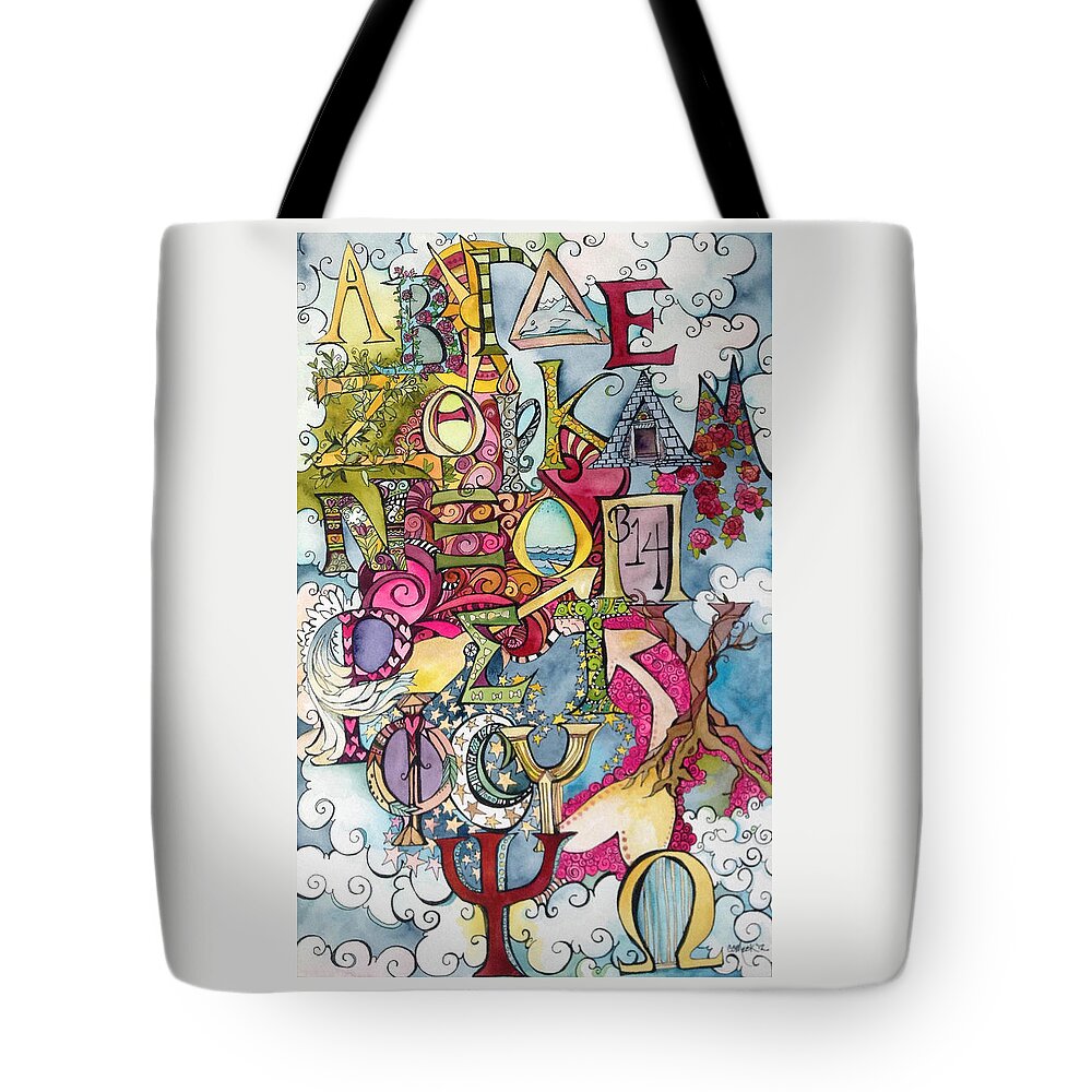 Alphabet Tote Bag featuring the painting The Greek Alphabet by Claudia Cole Meek
