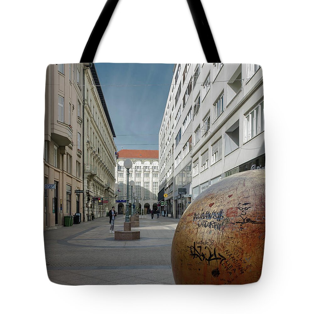 Zagreb Tote Bag featuring the photograph The Grounded Sun Zagreb by Steven Richman