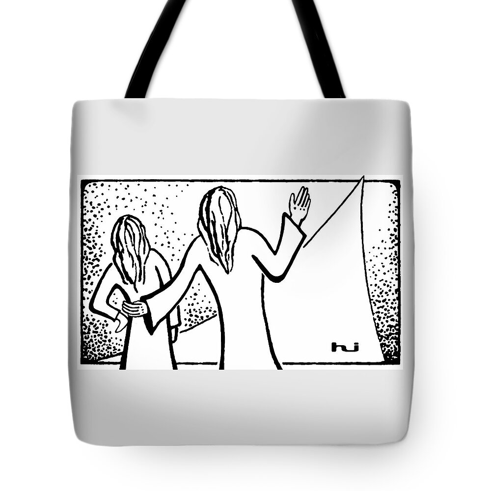 Guide Tote Bag featuring the drawing The Guide by Hartmut Jager