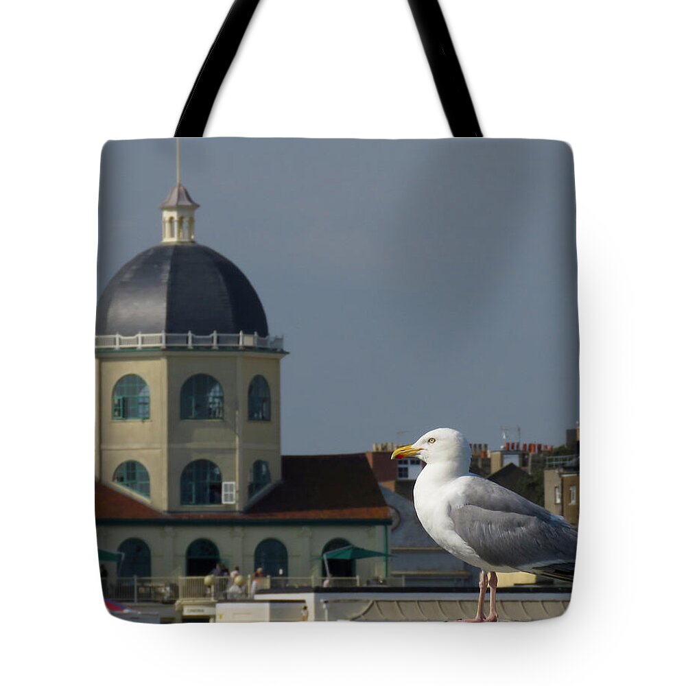 Gull Tote Bag featuring the photograph The Gull and the Dome by John Topman