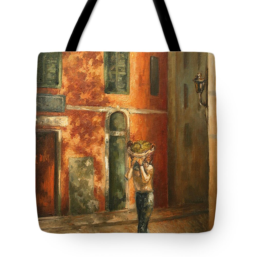 Painting Tote Bag featuring the painting The harvest by Vali Irina Ciobanu