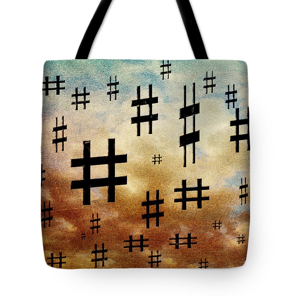 Abstract Tote Bag featuring the digital art The Hashtag Storm by Andee Design