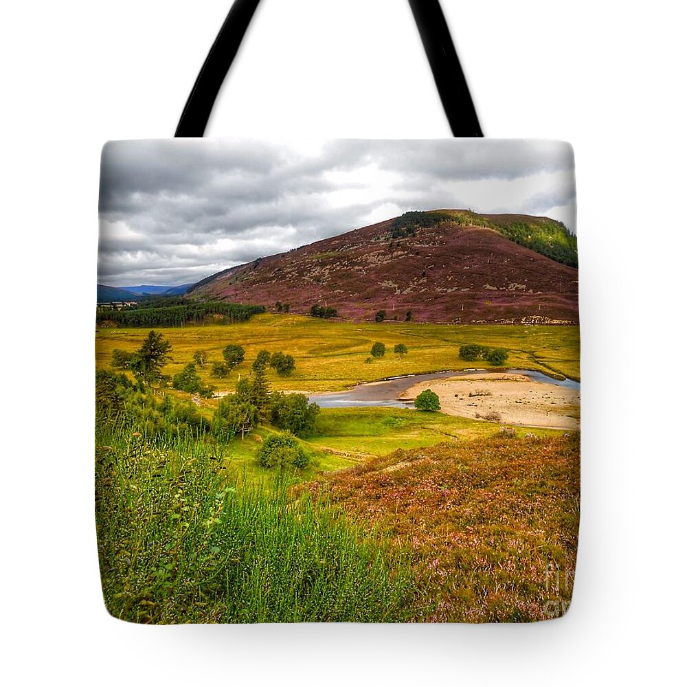 Royal Deeside Tote Bag featuring the photograph The Heather at Royal Deeside by Joan-Violet Stretch