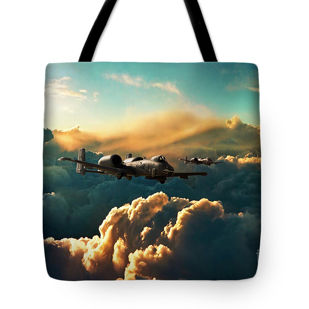 A10 Tote Bag featuring the digital art The Hogs by Airpower Art