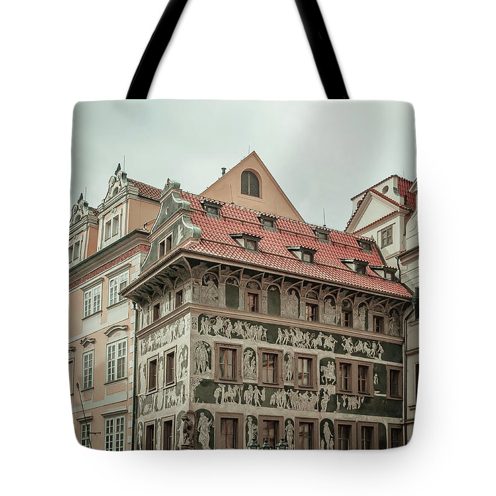 Jenny Rainbow Fine Art Photography Tote Bag featuring the photograph The House at the Minute with Graffiti at Old Town Square by Jenny Rainbow