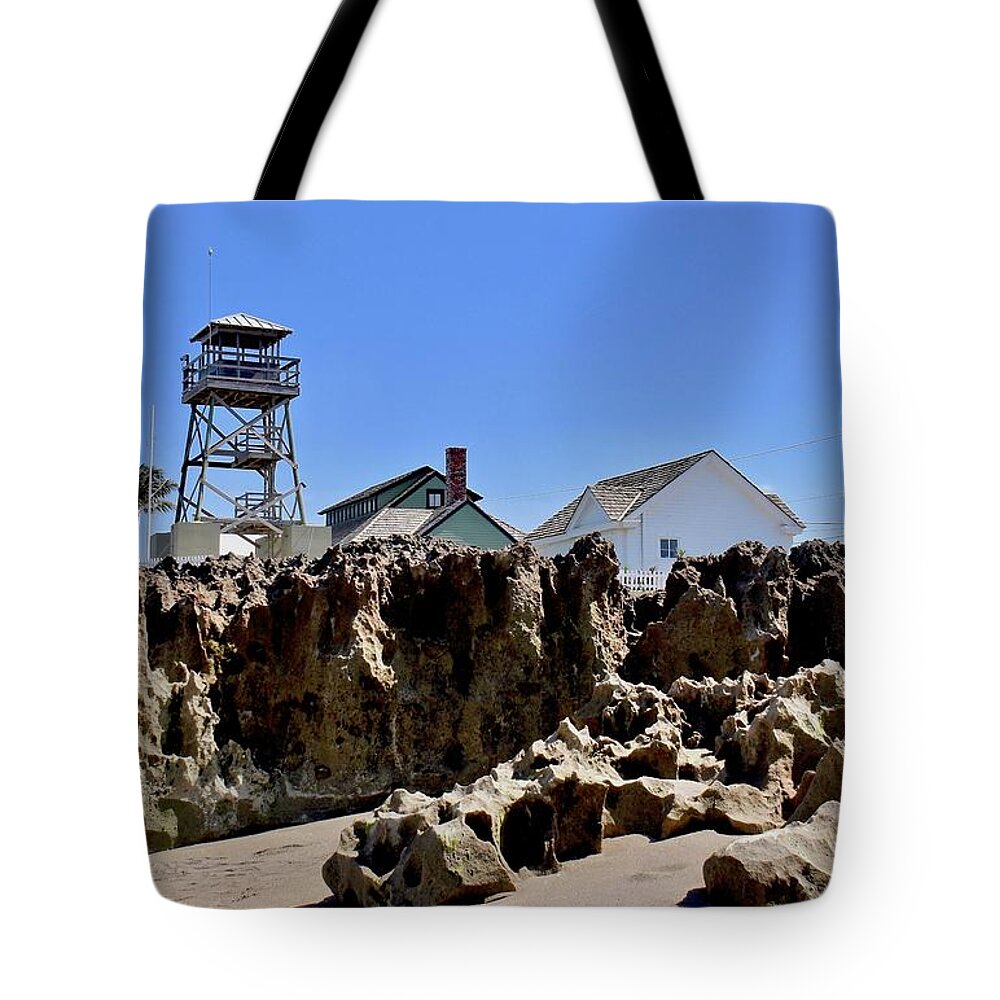 Beach Tote Bag featuring the photograph The House of Refuge by Carol Bradley