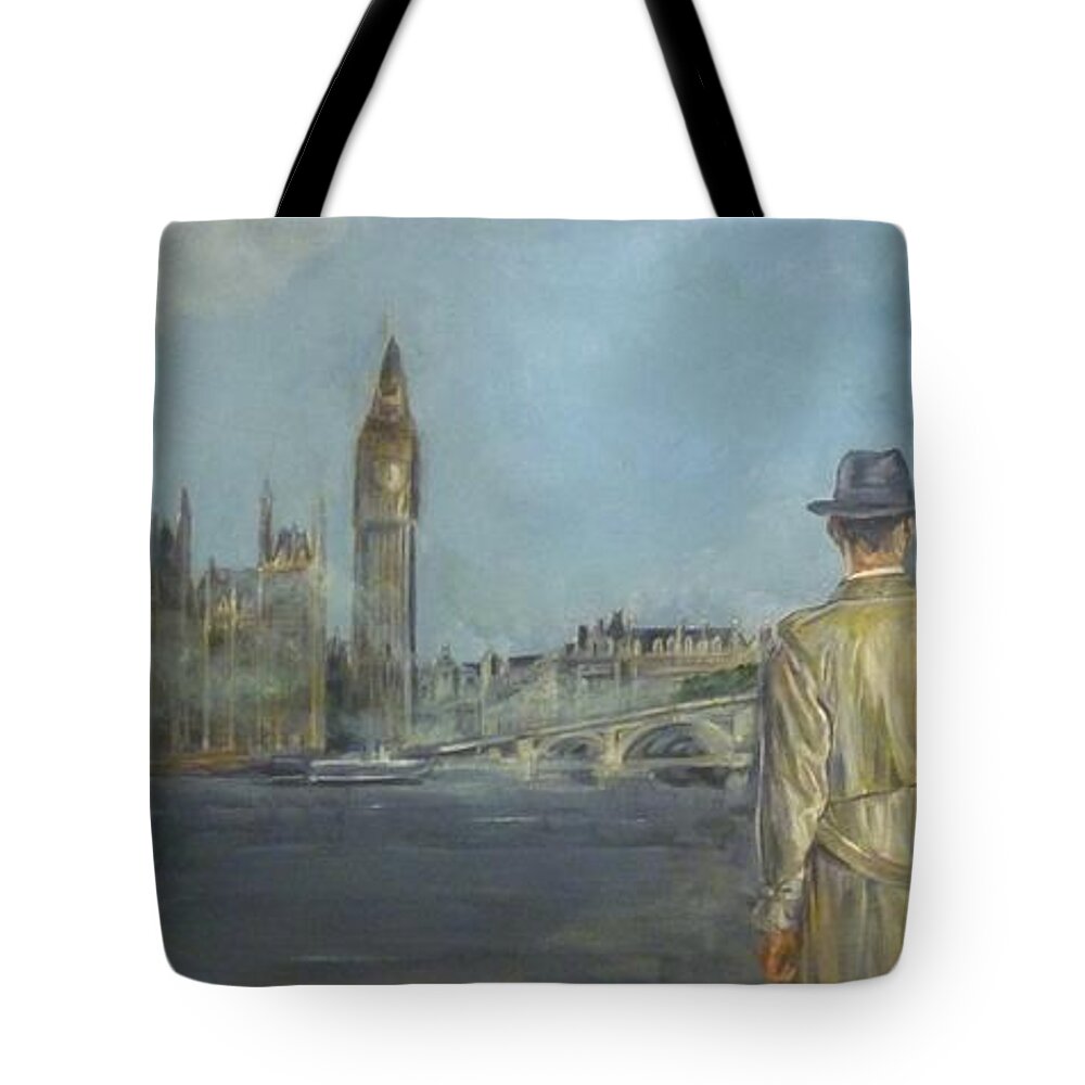 Detective Tote Bag featuring the painting The Inspector by Bryan Bustard