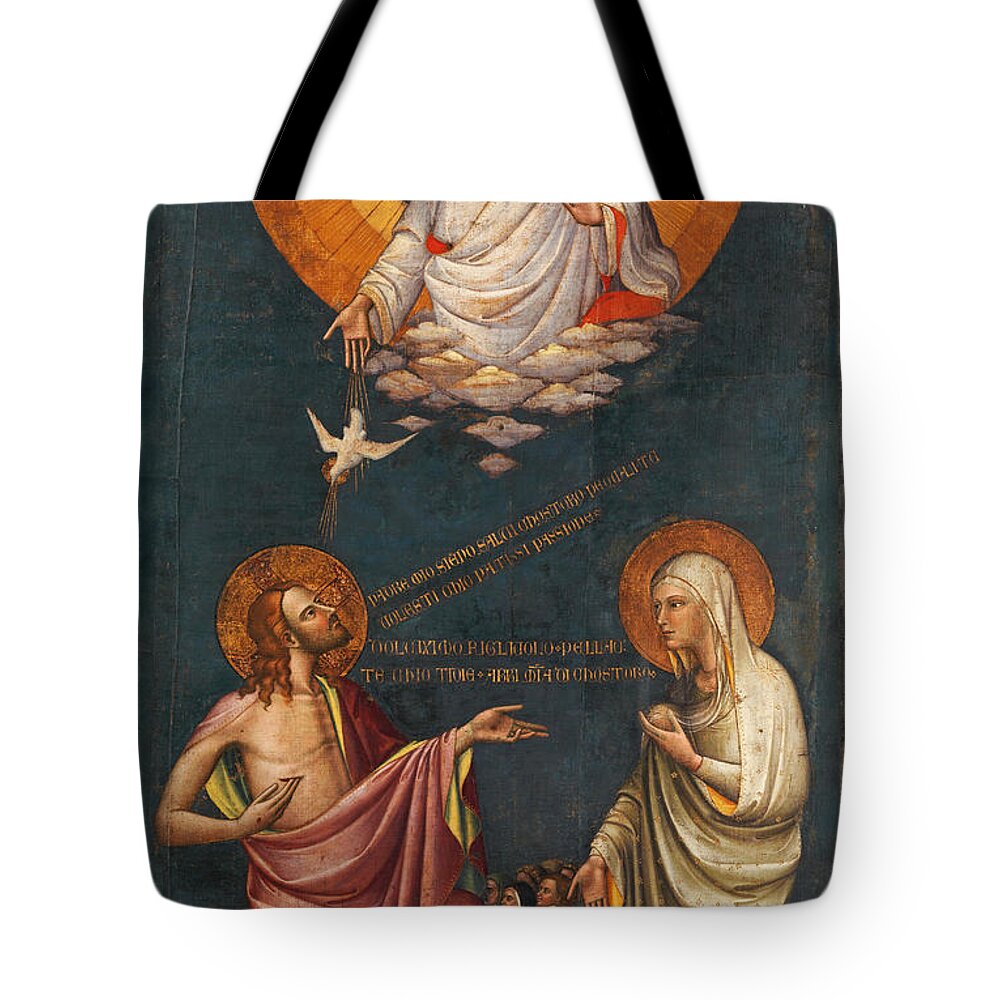 The Intercession Of Christ And The Virgin Tote Bag featuring the painting The Intercession of Christ and the Virgin by Attributed to Lorenzo Monaco