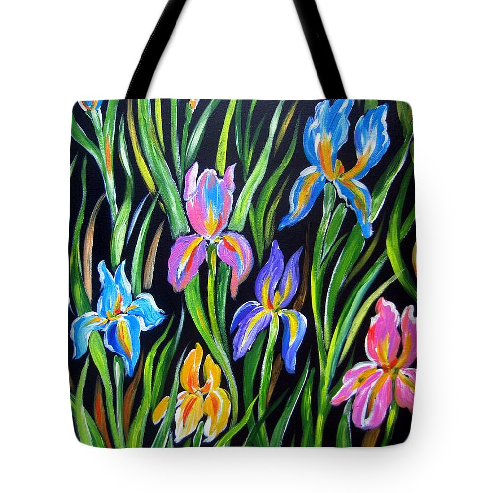 Irises Tote Bag featuring the painting The Irises by Roberto Gagliardi